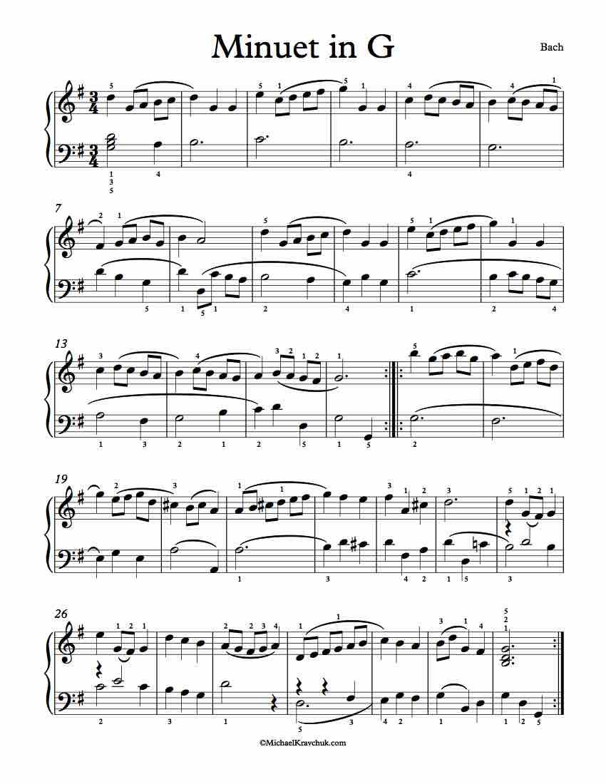 bach sheet music piano